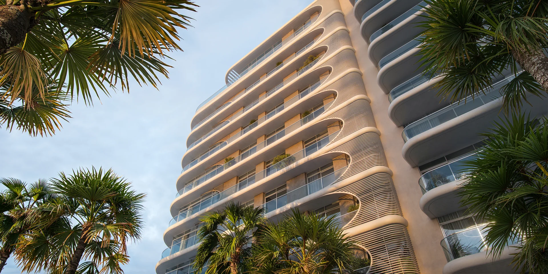 Fahid Beach Terraces residential tower and landscaped grounds on Fahid Island