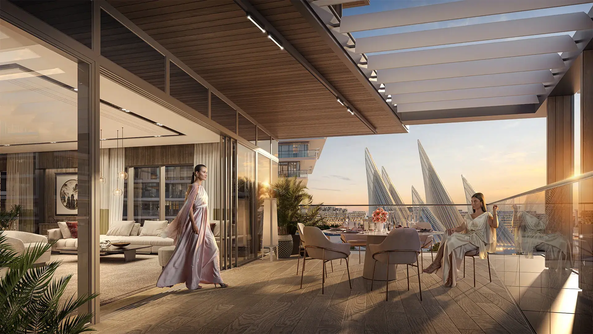 Official Grove Museum Views terrace and living space at Saadiyat Grove