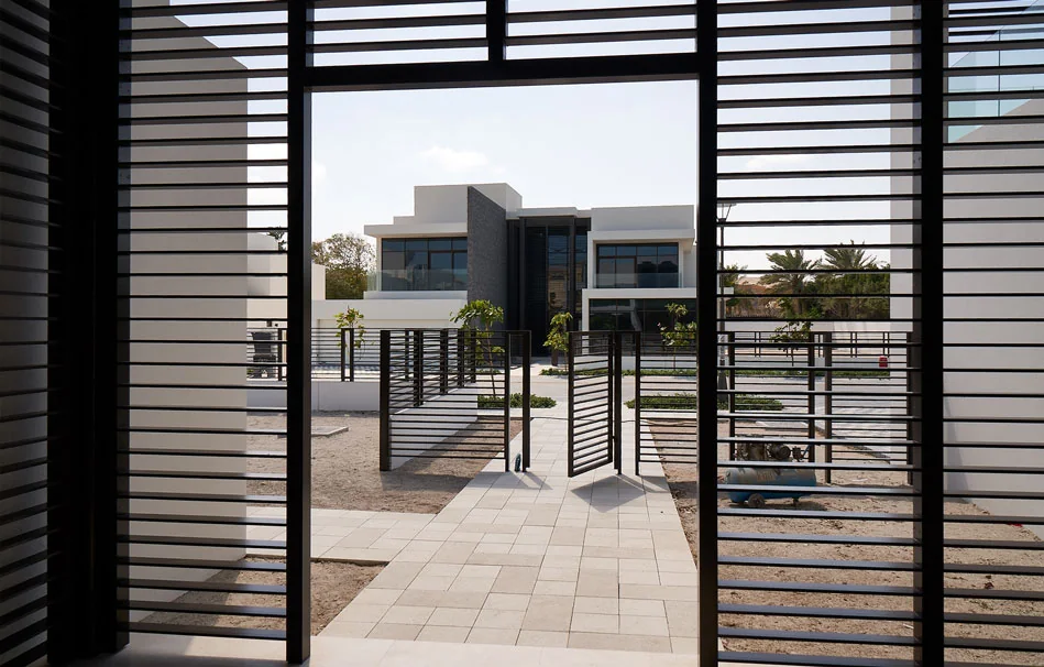 Villa entrance and landscaped courtyard at Jawaher Al Saadiyat