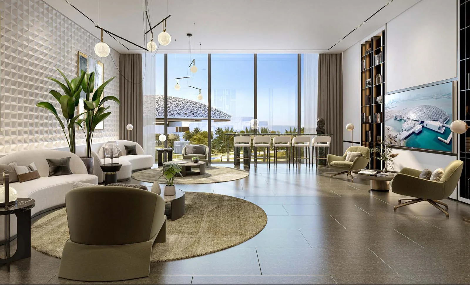 Resident lounge at Louvre Abu Dhabi Residences