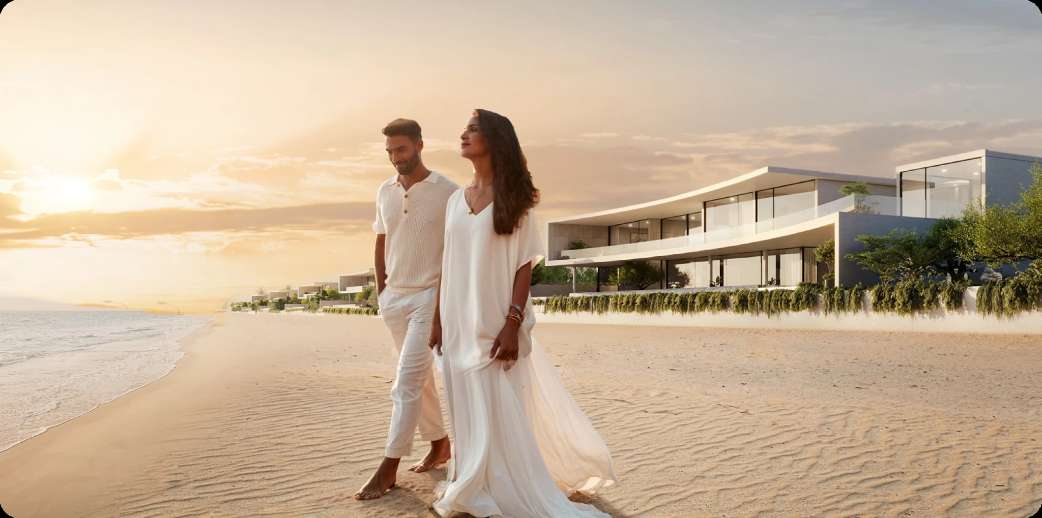 Beachfront villa render at Marsa Al Saadiyat