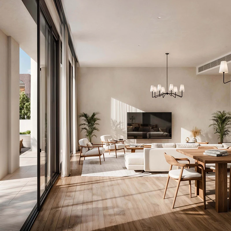 Living and dining interior at Nawayef Village