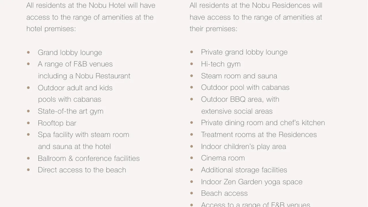 Nobu Residences Abu Dhabi on Saadiyat Island beachfront