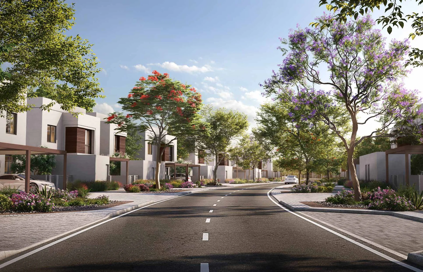 Noya Luma detached villas and landscaped street on Yas Island