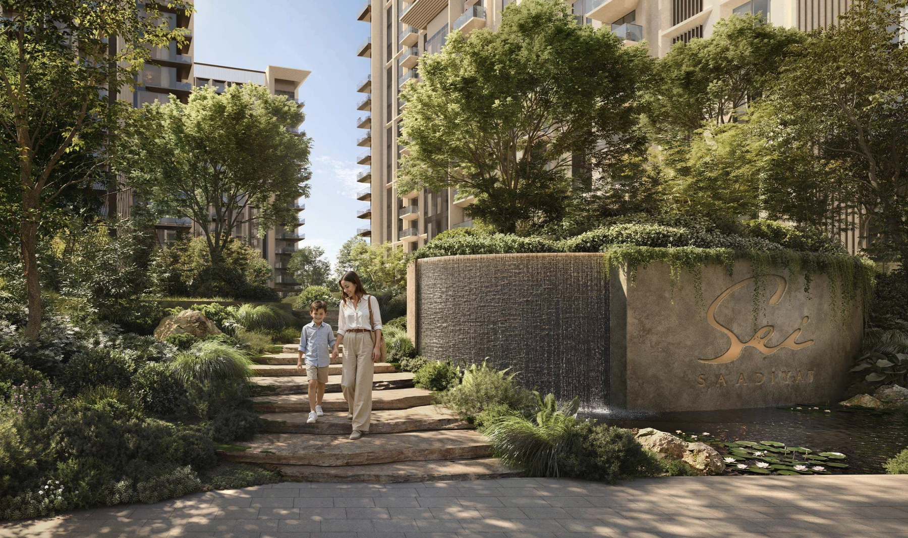 Sei Saadiyat landscaped garden courtyard render