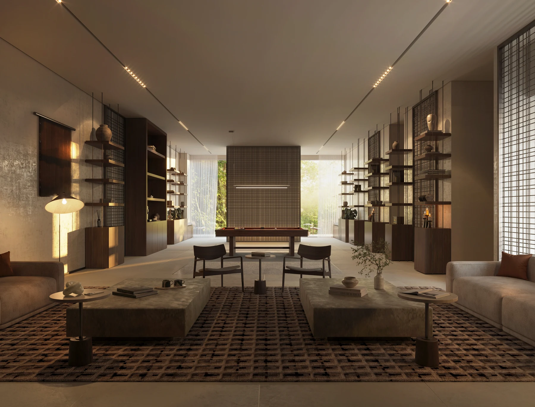 Sei Saadiyat residents library and gaming lounge render