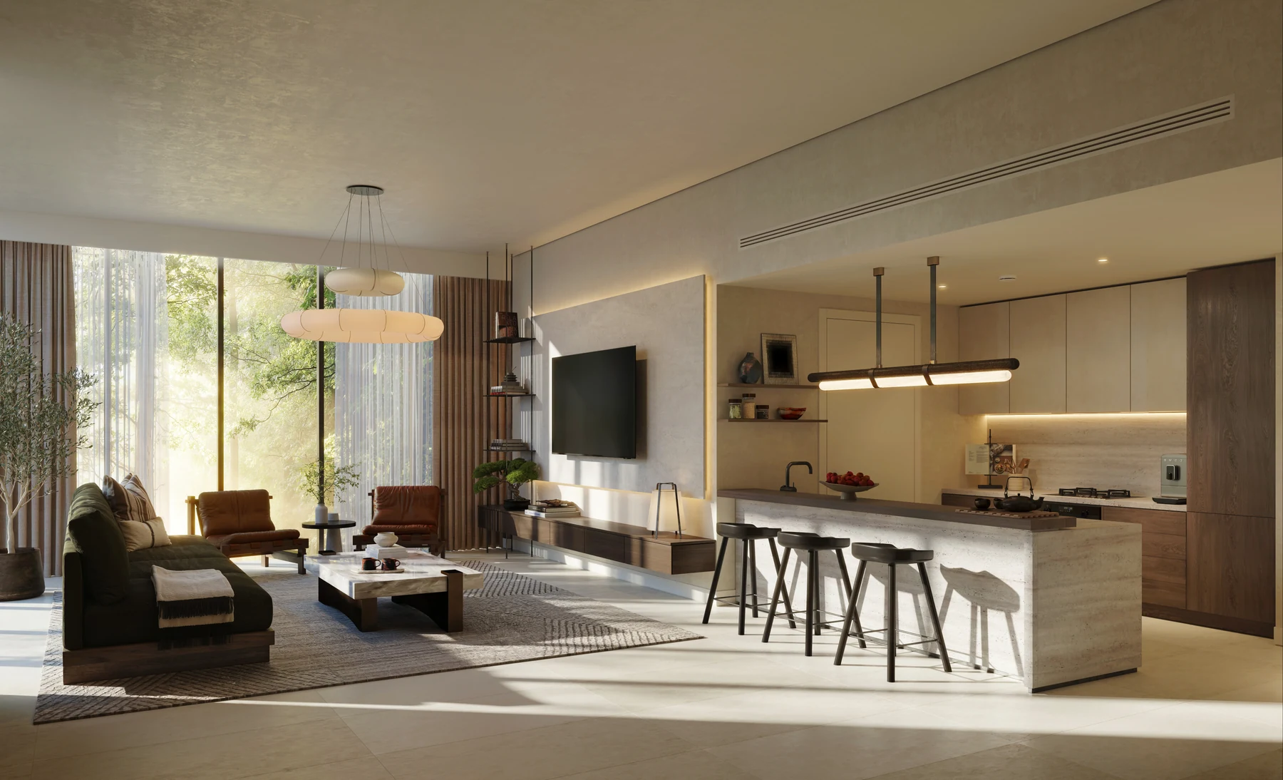 Sei Saadiyat residence living room render
