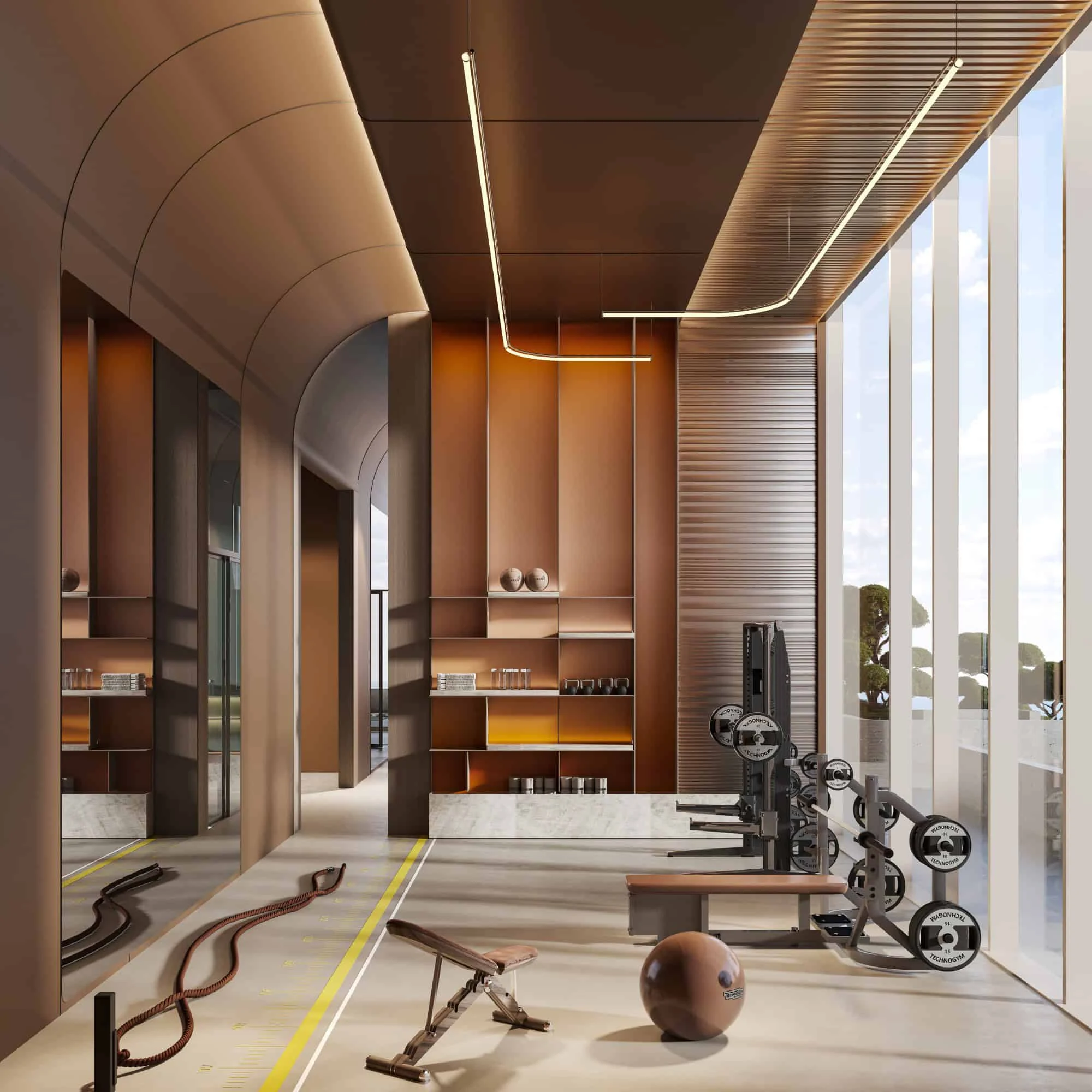 The Artery Residences fitness studio render