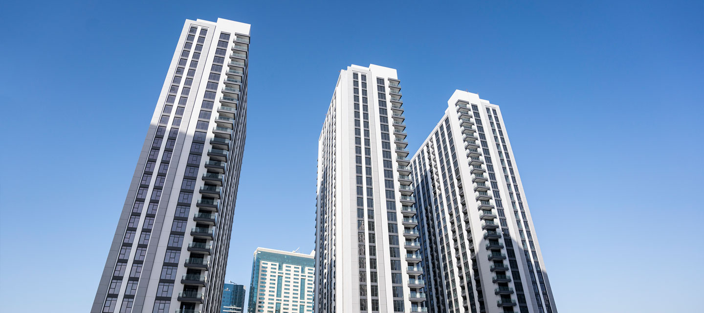 Completed exterior of The Bridges on Al Reem Island