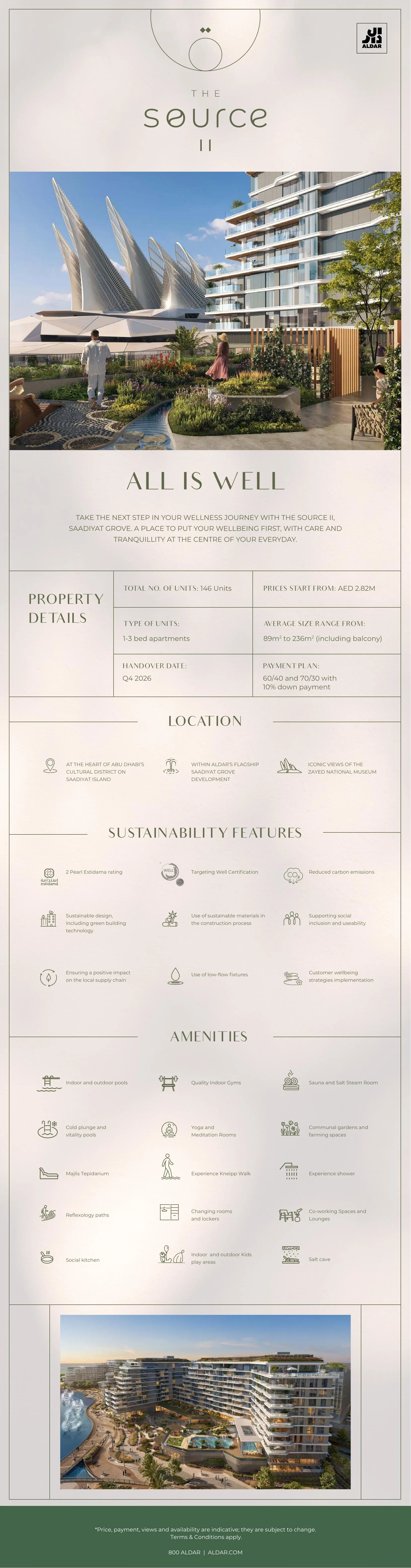 The Source II wellness apartments by Aldar at Saadiyat Grove, Saadiyat Island