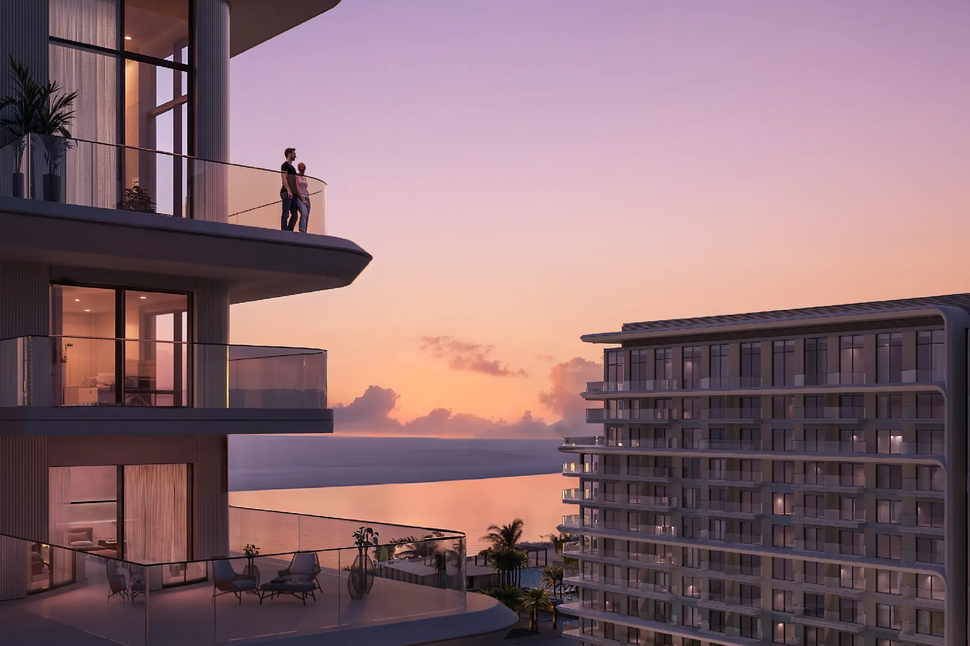 Yas Riva Residences canal-front architectural render