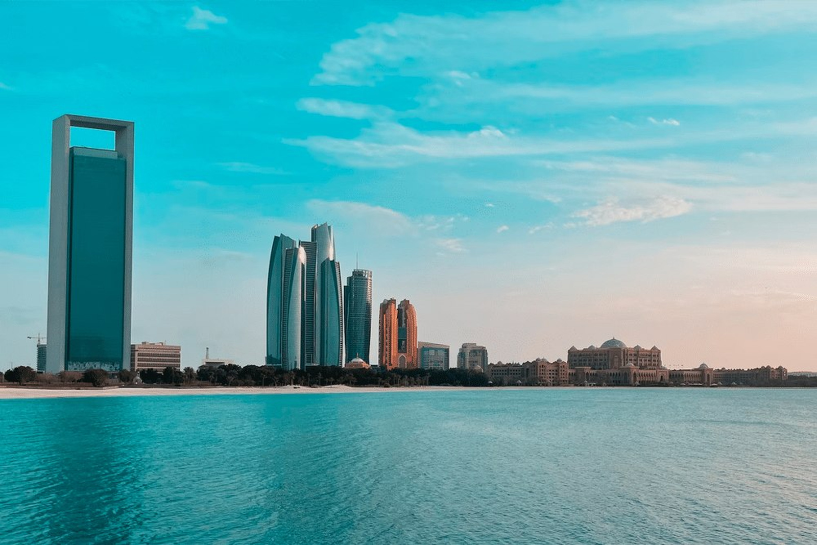 Abu Dhabi skyline at dusk