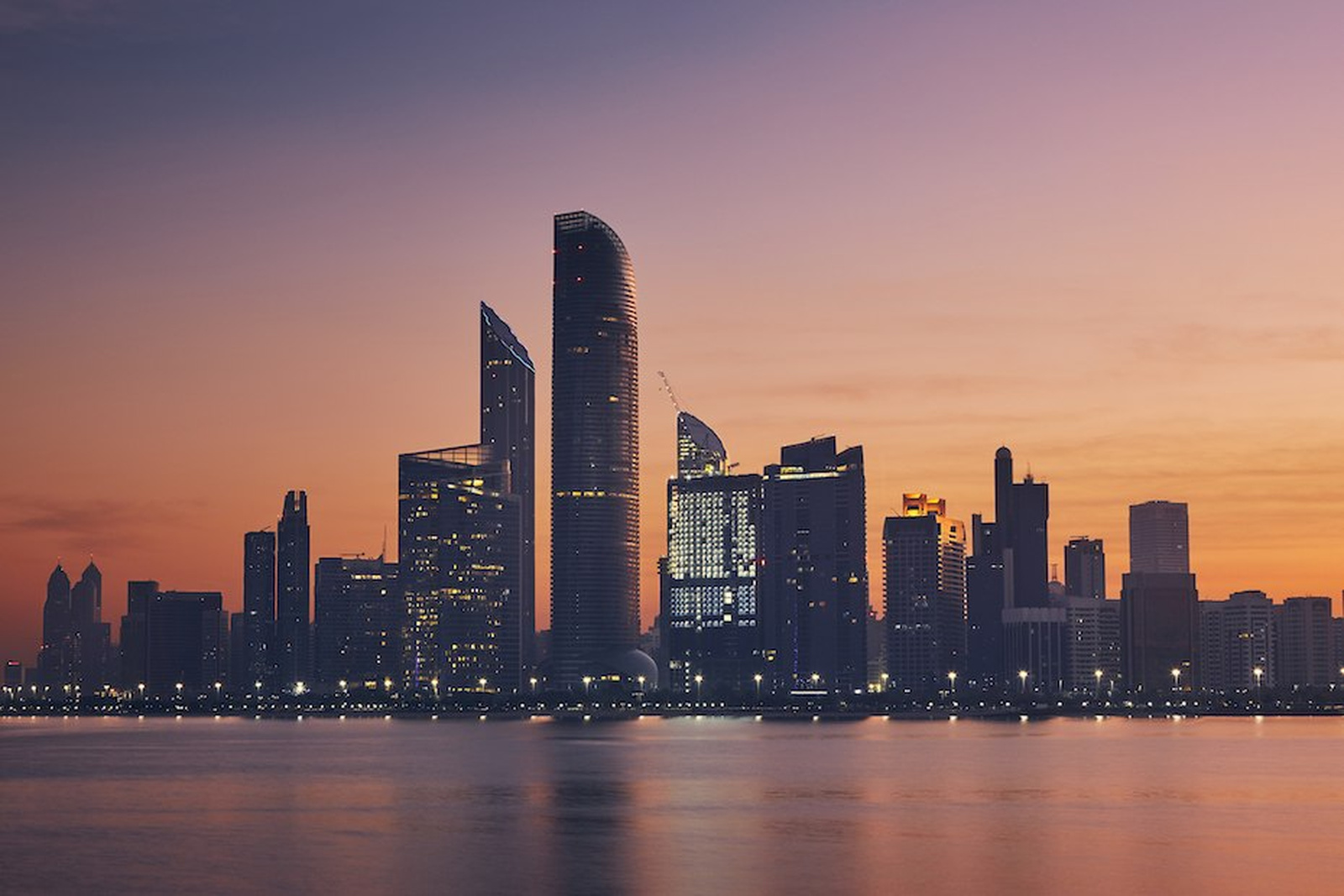 Abu Dhabi skyline at night