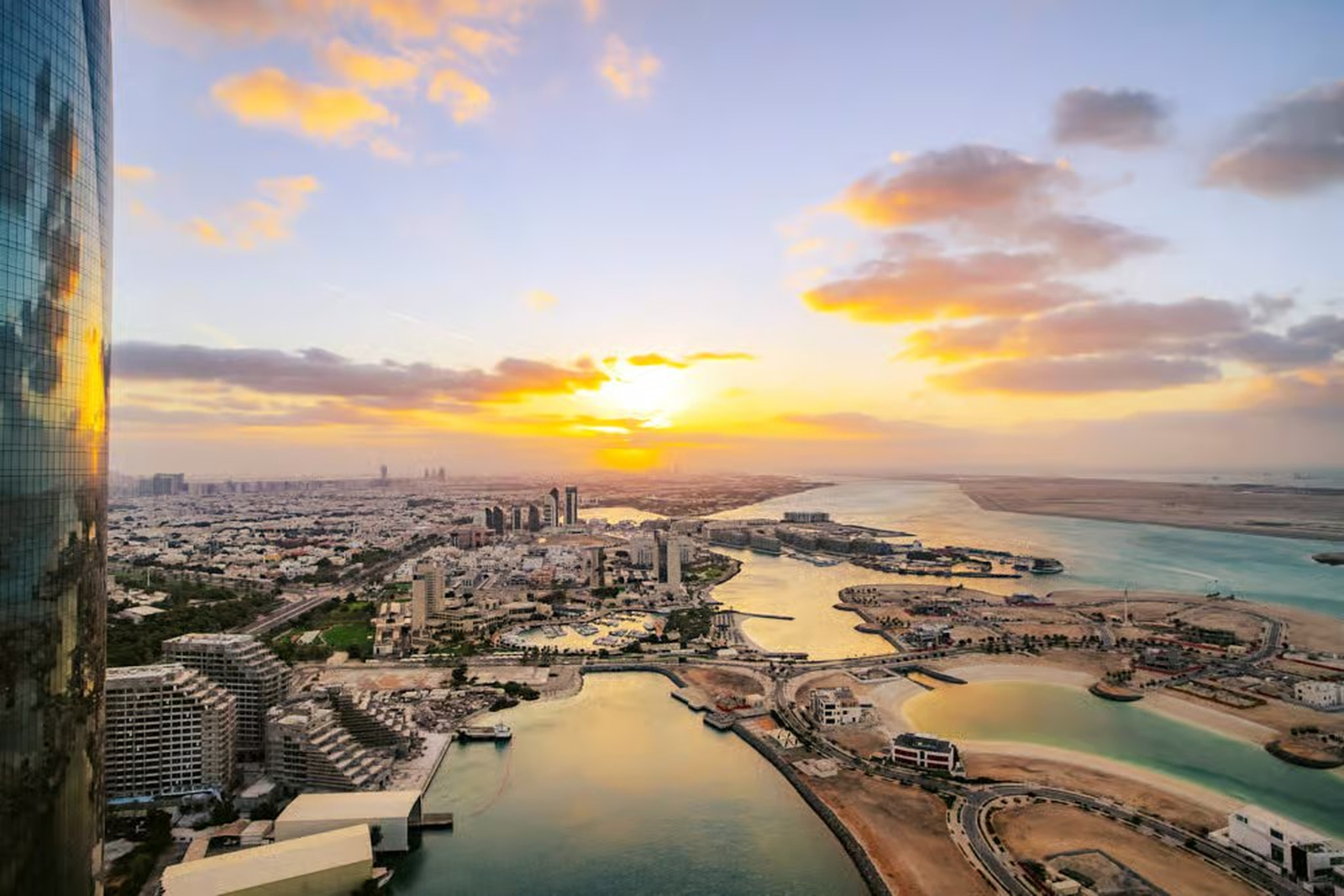 Abu Dhabi waterfront at sunset